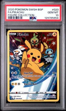 2020 POKEMON SWSH BLACK STAR PROMO FIGURE COLL #020 FULL ART/PIKACHU PSA 10 - Image 1