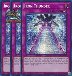Yugioh! 3x Iron Thunder MP25-EN058 Prismatic Secret Rare 1st Ed NM - Image 1