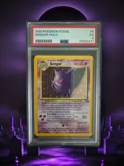 1999 Pokemon Fossil Gengar #5 Holo PSA 5 EX - Image 1