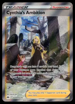 Cynthia's Ambition GG60/GG70 Crown Zenith Galarian Gallery Holo Pokemon Card - Image 1
