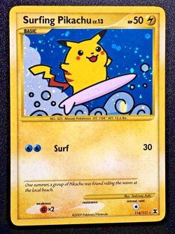 Surfing Pikachu 114/111 Rising Rivals Pokemon Card Holo Secret Rare Near Mint - Image 1