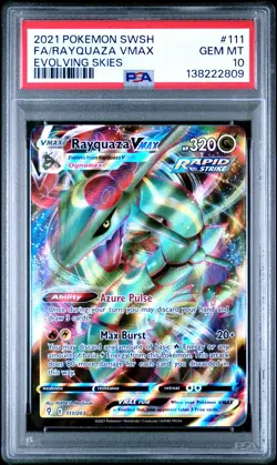 2021 POKEMON SWORD & SHIELD EVOLVING SKIES #111 FULL ART/RAYQUAZA VMAX PSA 10 - Image 1
