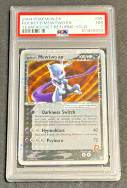 2004 Pokemon TCG Rocket Returns ROCKET'S MEWTWO EX 99/109 PSA 7 NM HOLO RARE - Image 1