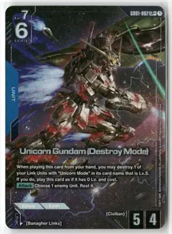 Unicorn Gundam (Destroy Mode) Gundam Card Game New Type Rising NM Foil LR+ - Image 1