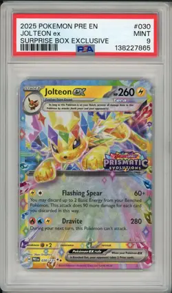 2025 Pokemon Prismatic Evolutions Jolteon Ex Surprise Box #030 PSA 9 - Image 1
