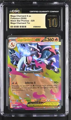 Mega Charizard X EX 029 Tin Black Star Promos Pokemon CGC 10 Pristine - Image 1