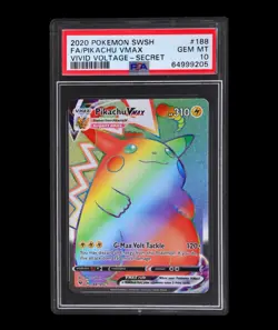 Pokemon Pikachu VMAX 188/185 Secret Rainbow Rare Vivid Voltage PSA 10 - Image 1