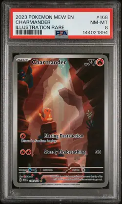 2023 POKEMON MEW EN-151 ILLUSTRATION RARE #168 CHARMANDER PSA 8 - Image 1