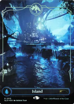 Island FOIL 2510 SLD Secret Lair D&D Lands of the Forgotten Realms NM - Image 1