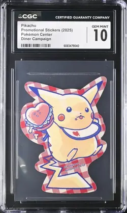 CGC GEM MINT 10 Pikachu Diner Campaign Stickers 2025 Pokemon Center Japan Orig. - Image 1