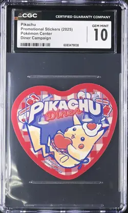 CGC GEM MINT 10 Pikachu Diner Campaign Stickers 2025 Pokemon Center Japan Orig. - Image 1