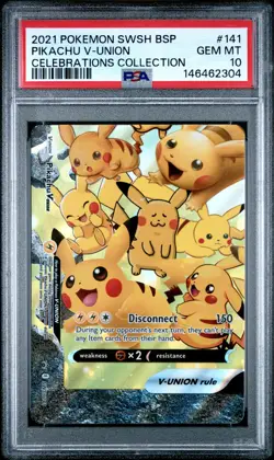 2021 POKEMON SWSH BLACK STAR PROMO #141 PIKACHU V-UNION PSA 10 - Image 1