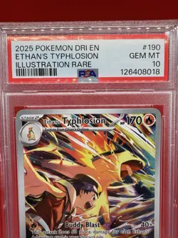 2025 POKEMON DRI EN-DESTINED RIVALS ILLUSTRATION RARE ETHAN'S TYPHLOSION PSA 10 - Image 3
