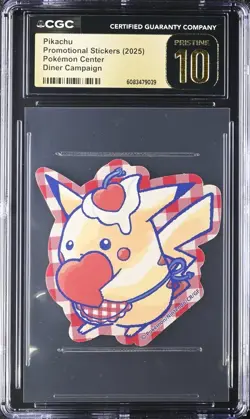 CGC PRISTINE 10 Pikachu Diner Campaign Stickers 2025 Pokemon Center Japan Orig. - Image 1