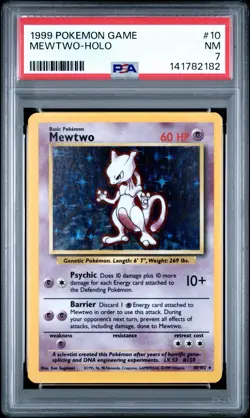Mewtwo Holo Rare Base Set #10/102 1999 PSA 7 English Pokemon TCG Basic - Image 1