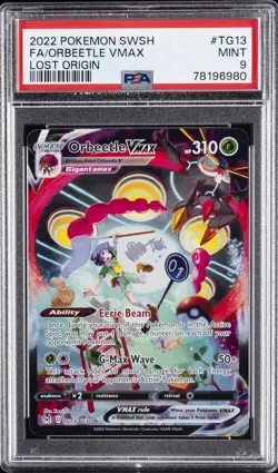 2022 POKEMON SWORD & SHIELD LOST ORIGIN #TG13 FULL ART/ORBEETLE VMAX PSA 9 - Image 1
