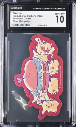CGC GEM MINT 10 Pikachu Diner Campaign Stickers 2025 Pokemon Center Japan Orig. - Image 2