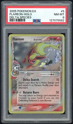FLAREON 2005 Pokemon EX Delta Species Holo #5 - PSA 8 - Image 1