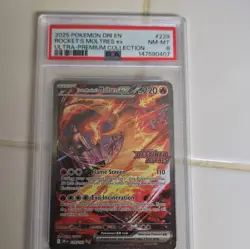 Pokemon Rocket's Moltres ex Destined Rivals 229/182 PSA 8 Double Rare Holo - Image 1