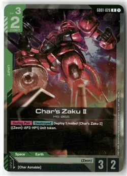 Char's Zaku II R Gundam Card Game New Type Rising NM Foil GD01-026 - Image 1