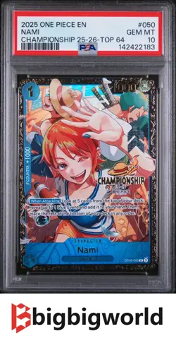 One Piece Card Game Nami OP09-050 Championship 25-26 Top 64 PSA10 Gem Mint - Image 1