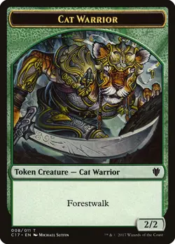 1x Rat / Cat Warrior double sided Token - NM/LP - Commander 2017 mtg - Image 2