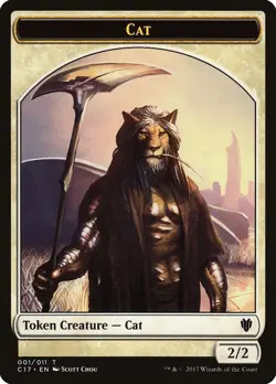 1x Rat / Cat double sided Token - NM/LP - Commander 2017 mtg - Image 2