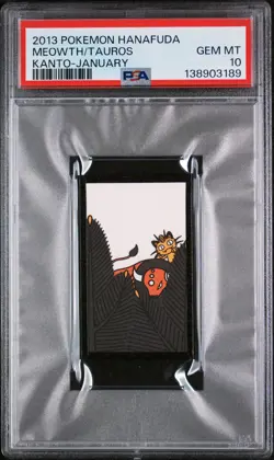 2013 POKEMON HANAFUDA KANTO JANUARY MEOWTH/TAUROS PSA 10 - Image 1