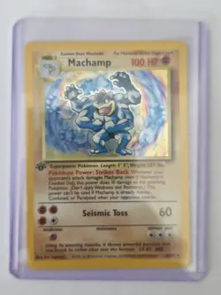 MACHAMP 1999 POKEMON TCG BASE SET 1ST EDITION HOLO RARE T 8/102 LP - Image 1