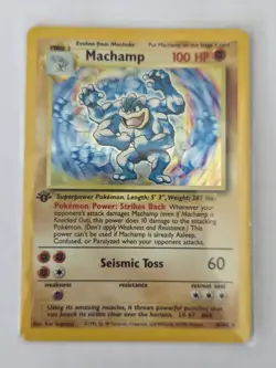 MACHAMP 1999 POKEMON TCG BASE SET 1ST EDITION HOLO RARE T 8/102 LP - Image 2