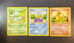 Pokemon Shadowless Starter Bulbasaur 44 Squirtle 63 Charmander 46 Base Set MP - Image 1
