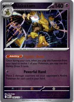 ALAKAZAM 056/132 R MEGA EVOLUTION POKEMON REVERSE HOLO LP - Image 1
