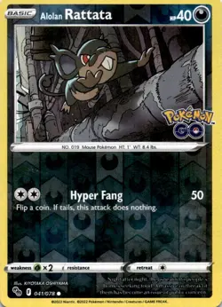 ALOLAN RATTATA 041/078 C POKEMON GO POKEMON REVERSE HOLO MP - Image 1