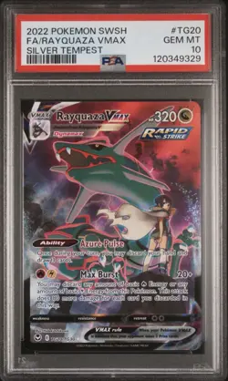 2022 POKEMON SILVER TEMPEST PSA 10 RAYQUAZA VMAX TRAINER GALLERY TG20 - Image 1