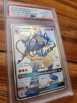 Signed Sean Schemmel Pokemon TCG Lucario GX Full Art SV64/SV94 PSA 10 - Image 2
