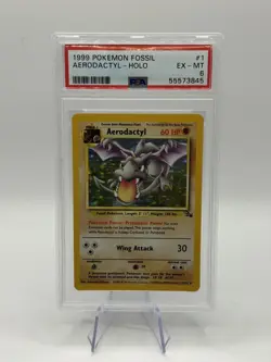 1999 POKEMON FOSSIL #1 AERODACTYL-HOLO PSA 6 - Image 1