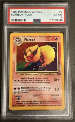 1999 POKEMON JUNGLE #3 FLAREON-HOLO ⭐ PSA 6 - Image 1