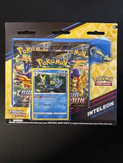 Pokemon Sword & Shield Crown Zenith 3 Pack Blister Pin Collection (Inteleon) - Image 1