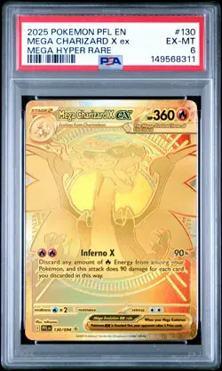 2025 POKEMON PFL EN-PHANTASMAL FLAMES MEGA HYPER RARE MEGA CHARIZARD X EX PSA 6 - Image 1