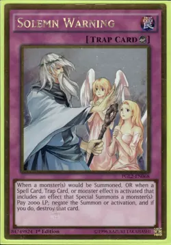 Solemn Warning - Gold Rare 1st Edition PGL2-EN068 - LP - YuGiOh - Image 1