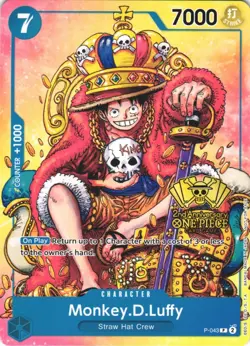 MONKEY.D.LUFFY (2ND ANNIVERSARY STAMPED PROMO) P-043 NM - Image 1