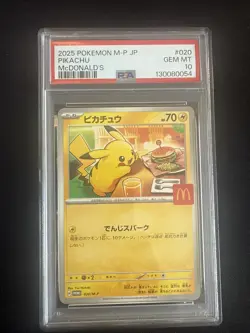 Pokemon TCG Pikachu Card 020/M-p Japanese McDonald's Promo PSA 10 - Image 1