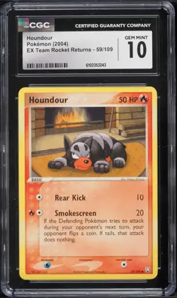 2004 POKEMON EX TEAM ROCKET RETURNS #59 HOUNDOUR CGC 10 - Image 1