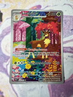 Pokemon - Sawsbuck 166/162 (SV05: Temporal Forces) Holo - Image 1