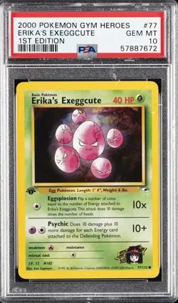 2000 POKEMON GYM HEROES 1ST EDITION #77 ERIKA'S EXEGGCUTE PSA 10 - Image 1