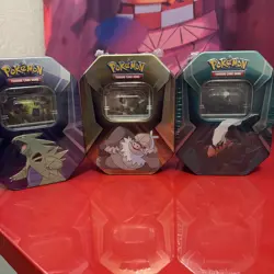 3 x Triple Whammy Collector Sealed Tins (Complete Tin Set) Pokemon TCG - Image 1