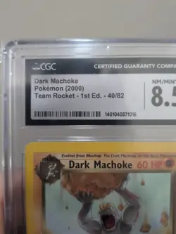2000 Pokemon Rocket DARK MACHOKE 1st Edition 40/82 CGC 8.5 NM-MT - Image 3
