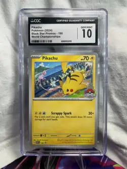 Pikachu 190 Black Star Promo CGC 10 Pokemon TCG SV World Championships STAMPED - Image 1
