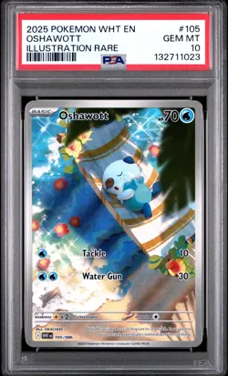 PSA 10 POKEMON OSHAWOTT 105/086 ILLUSTRATION RARE WHITE FLARE ENGLISH, LOW POP - Image 1