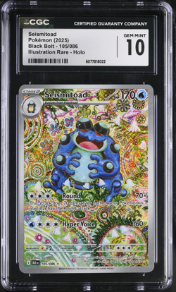 CGC GEM MINT 10 Pokemon Seismitoad 105/086 Sv: Black Bolt Illustration Rare Holo - Image 1